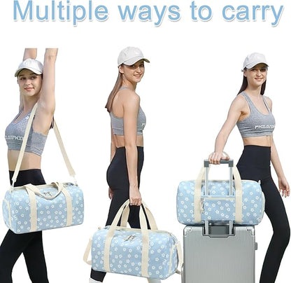 BLUBOON Duffle Bag Girls Kids Cute Gym Bag with Shoes Compartment & Wet Separation Waterproof Sports Overnight Travel Bag