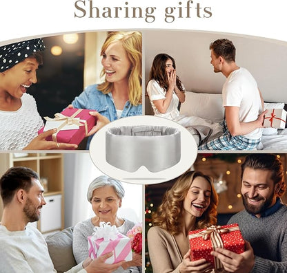 100% Mulberry Silk Sleep Mask Eye Mask for Women Man with Adjustable Band, for Side Sleeper Blackout Sleep Mask for Travel Rest and Office (Gray)