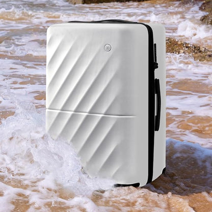 NINETYGO Trunk Luggage 22 Inch, Small Checked Luggage with Double Spinner Wheels, Anti-Burst Zipper, Hard Case PC Suitcase, Lightweight Travel Luggage, TSA Approved (Pearl White, Hudson)