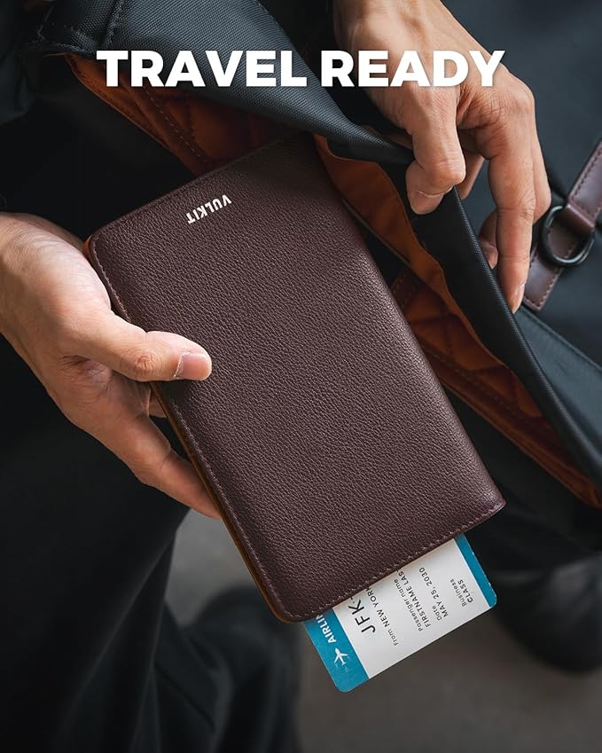 VULKIT Passport Holder Wallet RFID Blocking Travel Wallet for Men & Women