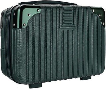 Dark Green 14inch Hard Shell Cosmetic Organizer Travel Train Hand Luggage Small Portable Carrying Suitcase Makeup Case Bag for Women Toiletry