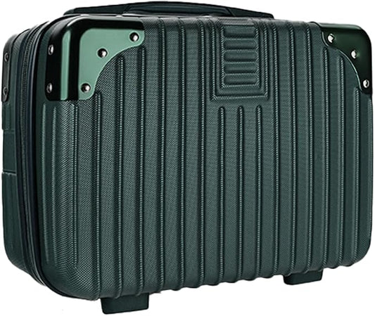 Dark Green 14inch Hard Shell Cosmetic Organizer Travel Train Hand Luggage Small Portable Carrying Suitcase Makeup Case Bag for Women Toiletry