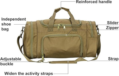 Military Tactical Outdoor Gym Bag Small Duffel Bag with Shoes Compartment for Sports Travel Camping Hunting (A-Green)