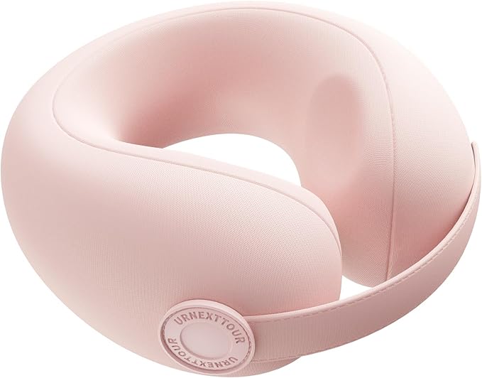 Car Pillow for Little Kids Travel Neck Pillows, Memory Foam Neck Support Travelling Pillow with Washable Cotton Pillowcases and Storage Bag, for Airplane, Train, Flight and Home Use Pink