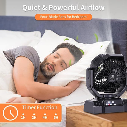 AVV 20000mAh High Speed Portable Camping Rechargeable Fan with Remote Control, Battery Powered with Auto Oscillating with Camping Essentials Accessories for Outdoor, Beach, Patio, Tent, Black