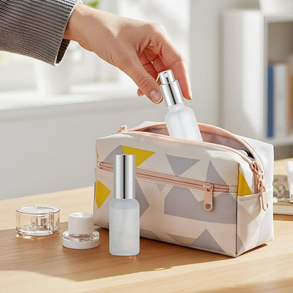 Roshtia 30 Pcs 1 oz/ 30 ml Silver Glass Spray Bottle Refillable Perfume Atomizer Clear Decorative Empty Bottles with Fine Mist Sprayer Pump for Face Body Travel