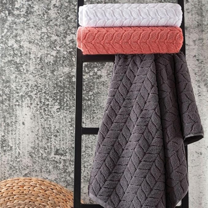 BAGNO MILANO Turkish Cotton Ultra-Soft Plush Absorbent Quick Dry Bathroom Towel Set, Made in Turkey (Gray, 6 pcs Towel Set)