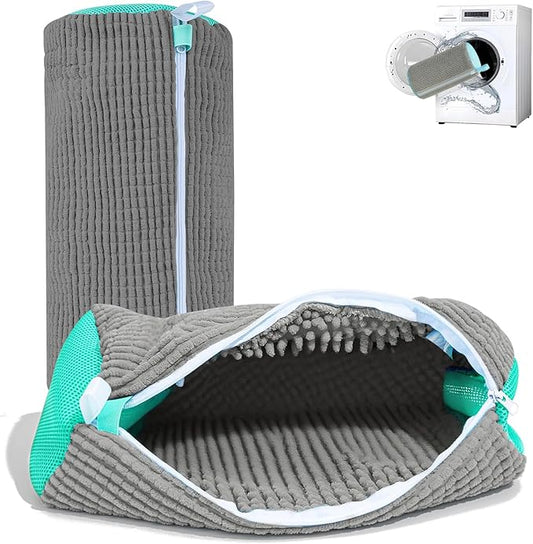 Shoe Washing Machine Bag, 2Pcs Laundry Shoe Bags for Washer and Dryer, 360° Deep Clean, Reusable Cleaning Kit for All Shoe Sizes, Endurable Zipper Washing Bag for Sneaker Gym Shoes, Gray