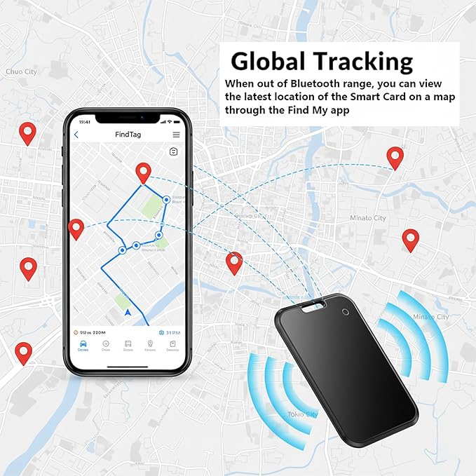 2 Pack Wallet Tracker [Apple MFi Certified] Work with Find My(iOS Only)Rechargeable Ultra Thin Tracking Card Waterproof Smart Air Bluetooth Card Tag Key Finder Item Locator for Passports Purse Luggage