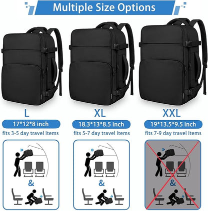 ZOMFELT Travel Backpack for Men, 18.4 inch Laptop Backpack with Wet Pocket, Large Capacity Long Distance Travel Bag Casual Daypack for Weekender Trip, XXL, Black