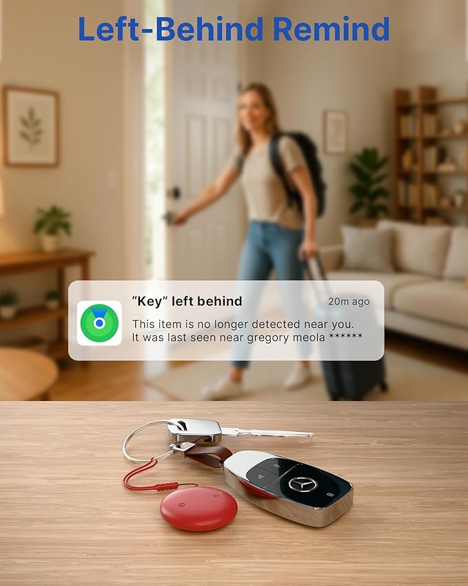 Air Tags Tracker 4 Pack:Bluetooth Item Finder Works with Apple Find My, iOS Only – Key Finder, Pet Tracker, Luggage Locator, Wallet & Backpack Tag – Replaceable Battery (Reef Accent Pack)