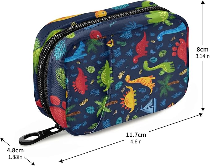 Pill Organizer Box Case Weekly Travel Pill Container Holder 7Day Cute Vitamin Organizer Dispenser Sorter Planner Storage Small Compact Blue Palm Leaves and Dinosaurs13