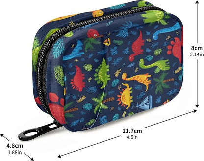 Pill Organizer Box Case Weekly Travel Pill Container Holder 7Day Cute Vitamin Organizer Dispenser Sorter Planner Storage Small Compact Blue Palm Leaves and Dinosaurs13