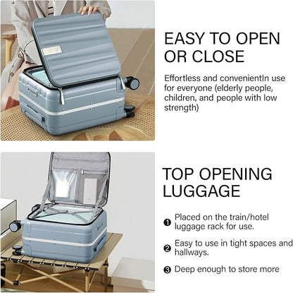 Hanke 16 Inch Underseat Carry On Suitcases with Wheels,Lightweight Hard Shell Carry on Luggage for Weekender,Top Opening Small Suitcase,Travel Luggage for Womem Men,Grey