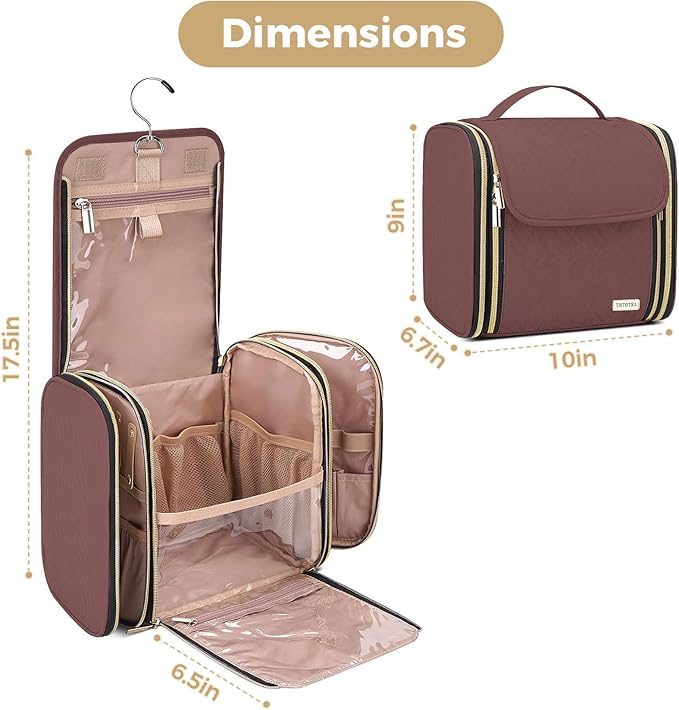 Hanging Toiletry Bag & Makeup Bag for Women with Jewelry Organizer - TSA Approved Large Capacity Travel Cosmetic Organizer, Waterproof Shower Essentials Case with Transparent Pockets