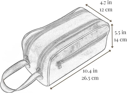 Time Resistance Leather Cosmetic Bag Toiletry Italian Classy Dopp Kit