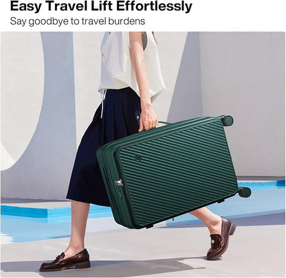 mixi 20 Inch Expandable Carry On Luggage PC Hard Shell Suitcase Top Opening Rolling Travel Suitcases with Spinner Wheels & TSA Lock, Blackish Green