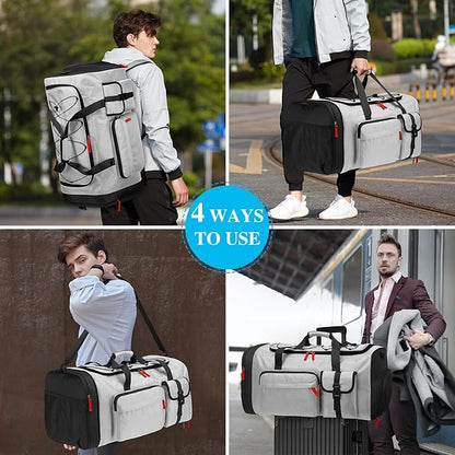 Lyweem Large Duffle Bag Backpack for Travel, 70L Heavy Duty Gym Duffel Bag with Shoes Compartment for Men & Women, Weekender Overnight Sports Backpack for Traveling