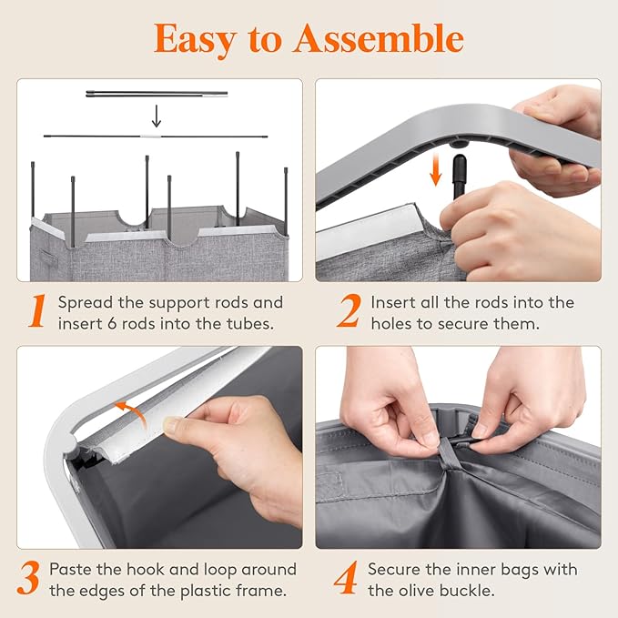 Lifewit 145L Laundry Basket with Lid, Large Laundry Hamper with Plastic Handles and Removable Bag, Foldable Tall Dirty Clothes Hampers for Laundry for Laundry Room, Bedroom, Bathroom, Dorm, Light Gray