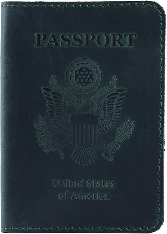 INCARNE US Leather Passport Holder for Travel - Passport Case - Passport Wallet for Men - Passport Cover for Women Sleeve Protector - Travel Essentials Vacation Luggage Travel Gifts - Vintage Green