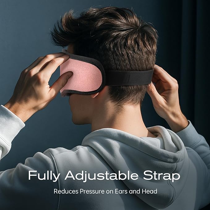 3D Sleep Mask with Bluetooth Headphones, Sleeping Headphones for Side Sleepers, Wireless Music Eye Mask with Ultra-Thin Stereo Speakers for Men, Women, Tech Gifts, Pink