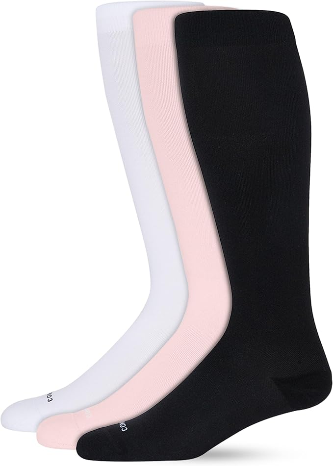 Comrad Nylon Knee High Socks - 15-20mmHg Graduated Compression Socks - Soft & Breathable Support Unisex Socks
