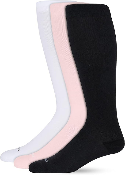 Comrad Nylon Knee High Socks - 15-20mmHg Graduated Compression Socks - Soft & Breathable Support Unisex Socks
