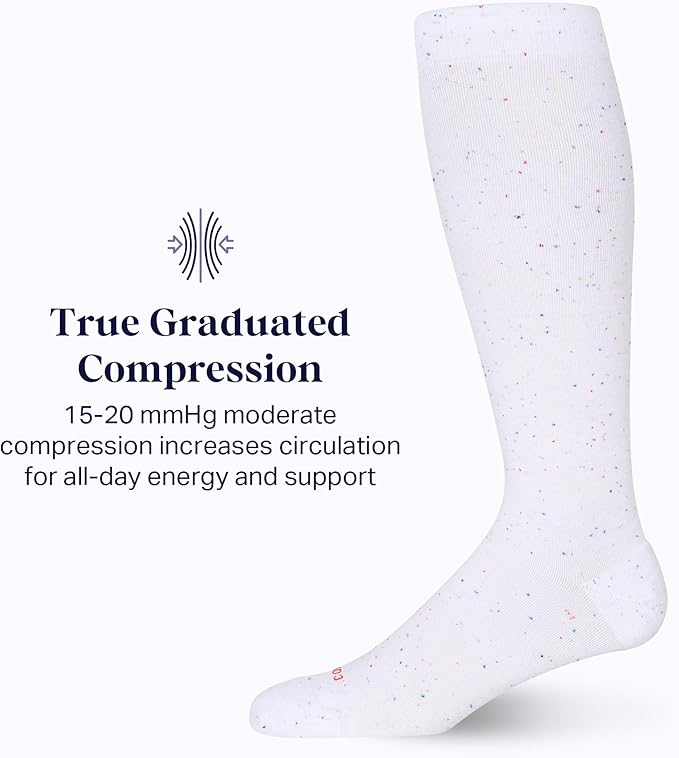 Comrad Recycled Cotton Knee High Socks - 15-20mmHg Graduated Compression Socks - Soft & Breathable Support Socks, Unisex
