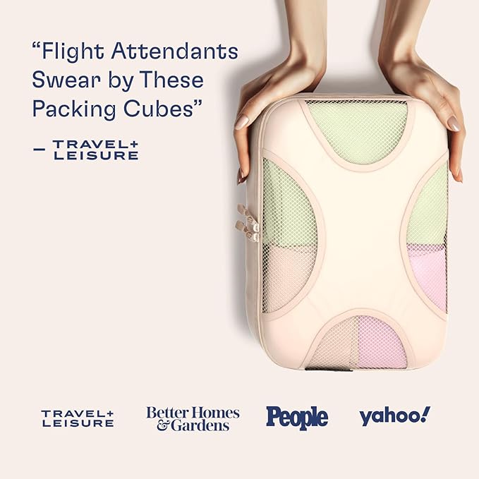 Shacke 8 Set Packing Cubes for Travel Lightweight Luggage Organizer (Cream)