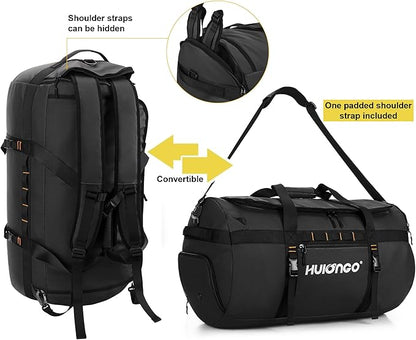 40L/60L/90L Large Waterproof Duffle Bag Backpack for Men, Mens Duffel Backpack Bags for Traveling, Heavy Duty (Black, 90l)