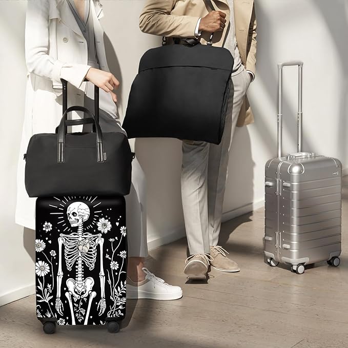 ANNA QUEEN Halloween Skulls Travel Luggage Cover Suitcase Protector Suitcase Cover Halloween Decorations Anti-Scratch,Stretchable Bag Cover Washable Durable Polyester