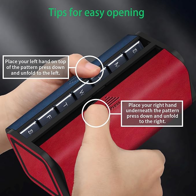 Pill Organizer 2 Times a Day, Am Pm Twice Daily Pill Case, Detachable Large Travel Pill Box 7 Day, Weekly Pill Container for Vitamin Medicine Supplement Fish Oil (Red and Blue)