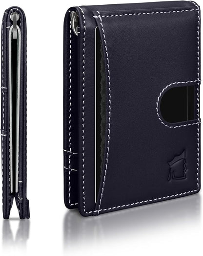 Kingly Cash Clip Slim Leather Wallet for Men with RFID Blocking & Money Clip - Minimalist Front Pocket Bifold Wallet Holds 12 Cards - Secure Card Holder with Easy Access Pull Tab