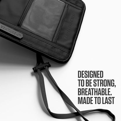 VENTURE 4TH Neck Wallet, RFID Blocking Passport Holder for Travel – Hidden Neck Pouch with 5 Compartments, Slim Lightweight Organizer with Adjustable Strap for Cash, Cards & Passport (Sleek Black)