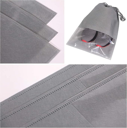DIOMMELL 12PCS X-Large Non-Woven Fabric Shoe Bags with Drawstring, Black