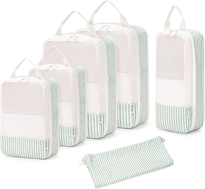 Narwey 6 Set Compression Packing Cubes for Travel Kids Women Carry on, Packing Organizers Bag for Backpack Luggage Suitcase Duffle Bags