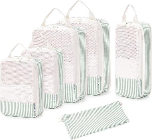 Narwey 6 Set Compression Packing Cubes for Travel Kids Women Carry on, Packing Organizers Bag for Backpack Luggage Suitcase Duffle Bags