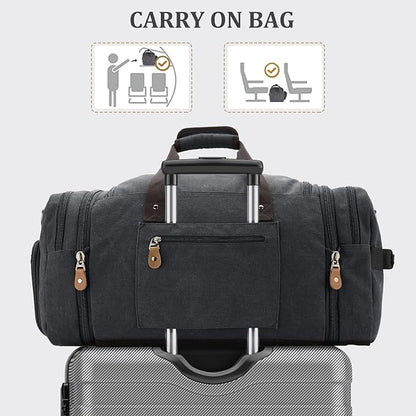 Gonex Canvas Duffle Bag 60L Travel Duffel Overnight Weekend Bag with Shoe Compartment (Dark Gray)