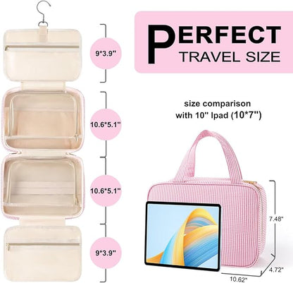 TOPEAST Christmas Gifts for Women Teen Girls Kids - Travel Hanging Toiletry Bag, Personalized Initial Toiletry Pouch, Birthday Gifts for Women Mom Daughter Sister Friends, Cruise Essentials, Pink L