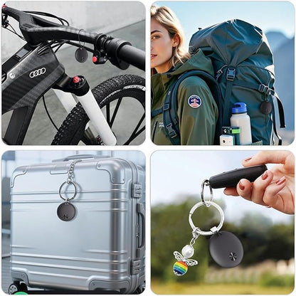 Air Tracker Tags- 4 Pack, New Bluetooth Tracker Works with Apple Find My APP (iOS Only), 92 dB Sound, Replaceable Battery, Smart Tag Keys Finder and Item Locator for Keys, Bags, Luggage, Wallet, etc