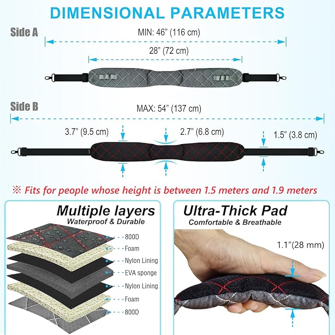 2 in 1 Anti-theft Bag Shoulder Strap with Pockets, 54 inch Travel Belt Ultra-Wide and Thick, Comfort and Stylish