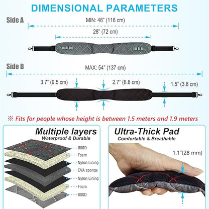 2 in 1 Anti-theft Bag Shoulder Strap with Pockets, 54 inch Travel Belt Ultra-Wide and Thick, Comfort and Stylish