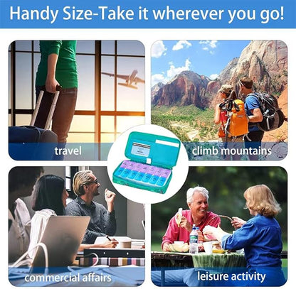 Weekly 7 Day Pill Organizer Case 2 Times a Day (AM/PM), Large Portable Pill Box 7 Day for Vitamin Medicine, Pill Case with Quilted Fabric Zipper Cute Bag for Travel or Daily