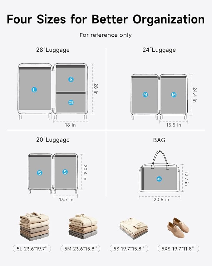 20 Pack Travel Vacuum Seal Bags with Rechargeable Electric Pump, 4 Sizes Space Saver Vacuum Storage Bags for Luggage and Suitcase, Compression Bags for Packing, Travel Vacuum Bags for Clothing