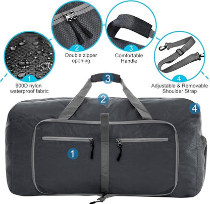 Felipe Varela Duffle Bag with Shoes Compartment and Adjustable Strap,Foldable Travel Duffel Bags for Men Women,Waterproof Duffel Bags