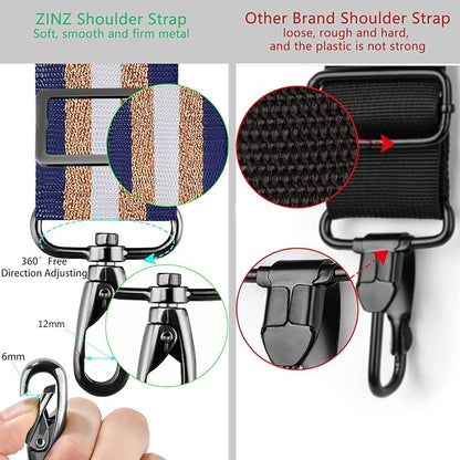 ZINZ Shoulder Strap 78" Universal Strap with Ultra-Thick Padded and Dual Balanced Adjustable Buckles for Travel and Sports Bags, Laptop and Crossbody Bags - Blue Glod