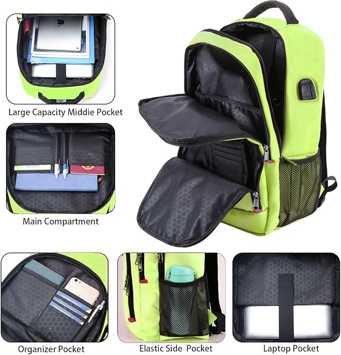 Della Gao Laptop Backpack for Men, Large Anti-Theft Business Travel Backpack with USB Charging Port, Water Resistant College School Computer Bag for Men/Women for 17 Inch Laptop and Notebook