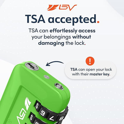 TSA Accepted Luggage Travel Lock, Set-Your-Own Combination Lock for School Gym Locker, Luggage Suitcase Baggage Locks, Filing Cabinets, Toolbox, Case(Green, 4 Pack)