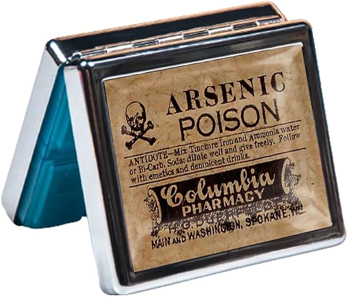 7 Days Chromed Shiny Silver Pill Organizer with Mirror Inside Has 8 Separate Compartments Rectangle Cute Travel Pill Organizer for Purse 7 Days (Retro Style)