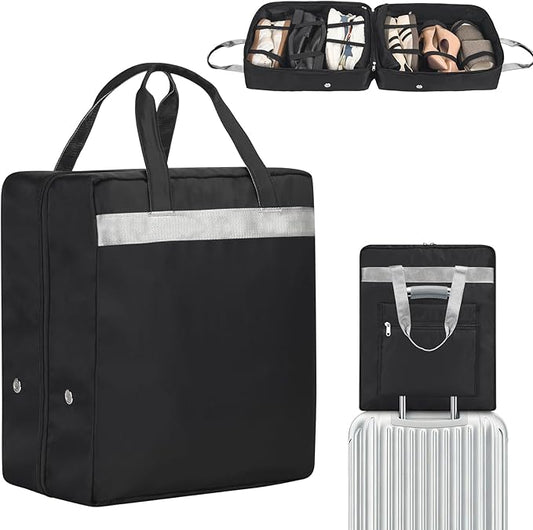 ZHIERNA Shoe Bags for Travel with Handle, Travel Shoe Bags for Packing, Portable Shoes Storage Bag Organizer, Travel Luggage Shoe Bag for Women Men Holds 6 Pair of Shoes (Black)